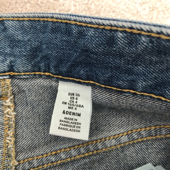 EUC H&M High Rise Raw Hem A Line Denim Skirt Sz 4 - Picture 4 of 6